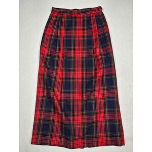 Vintage Ambitions Red & Green Plaid Maxi Skirt Size 8 Made In USA